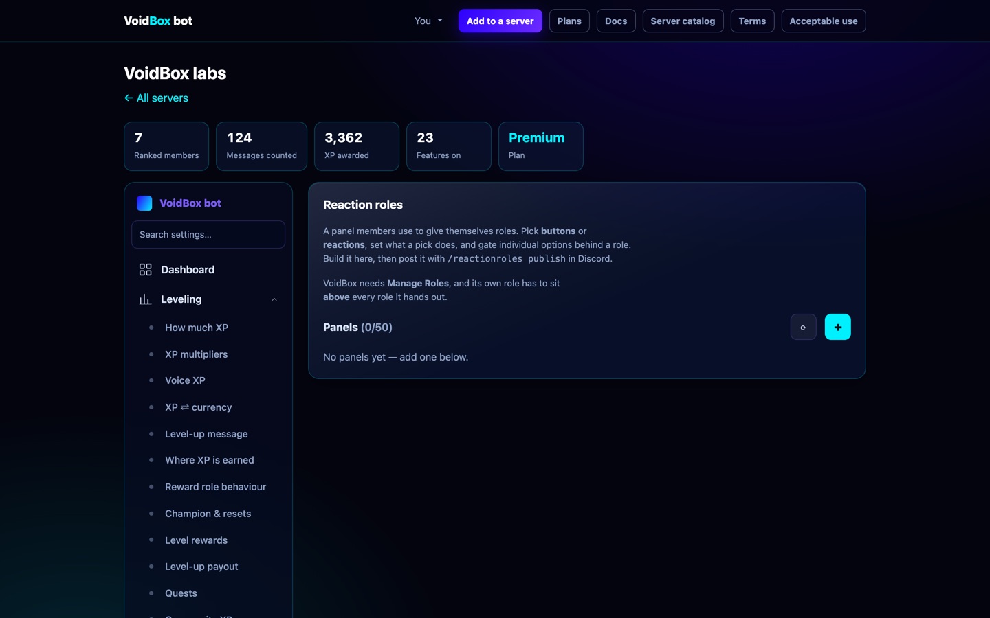 Reaction role panel builder
